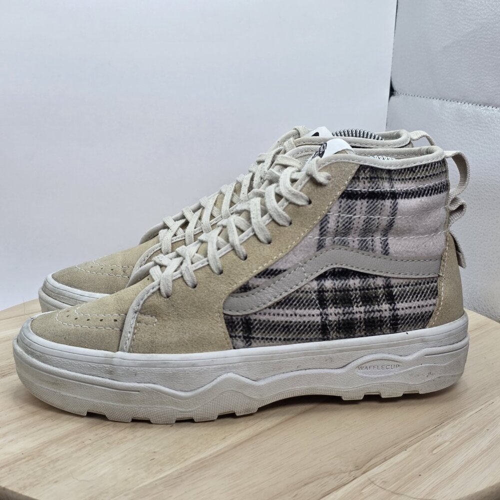 Women's Size 6.5 - Rare Vans Sentry Sk8 Hi Plaid Turtle Dove‎ Ultra Cush Shoes